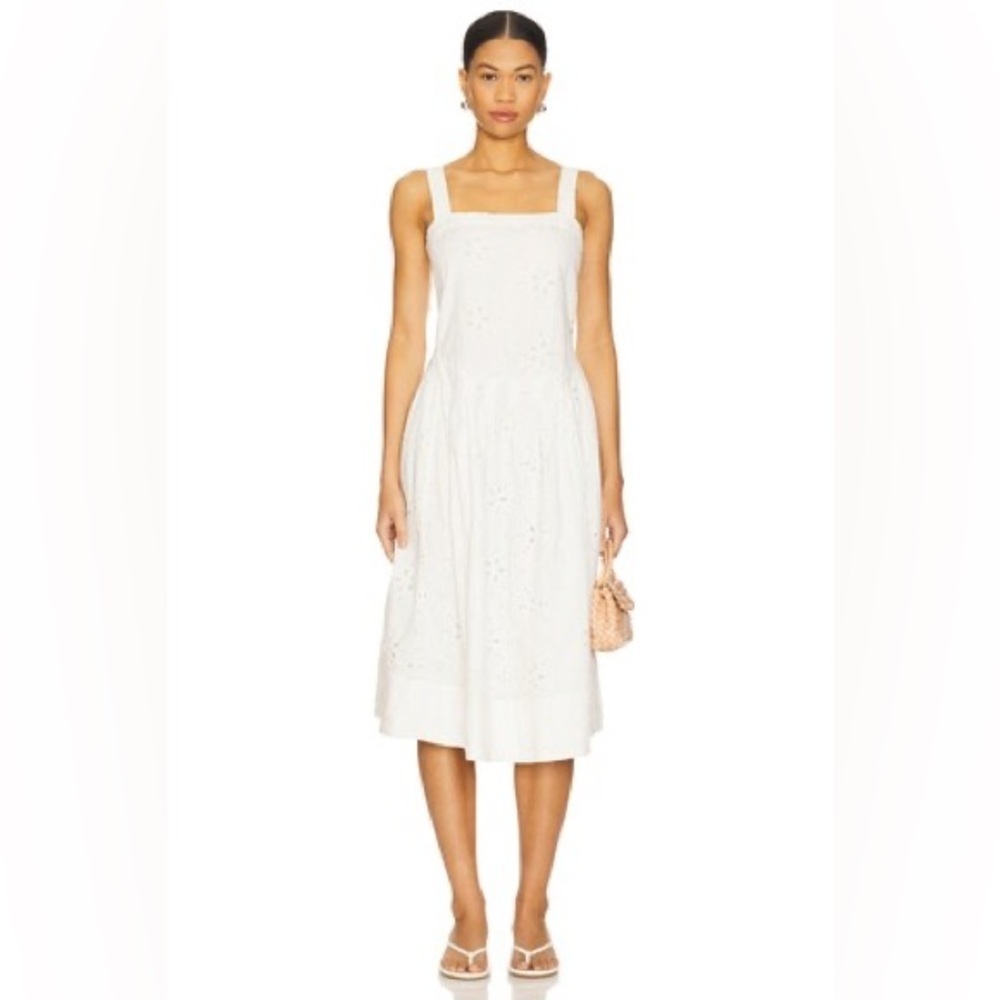 Free People Primavera White Eyelet Midi Dress NEW